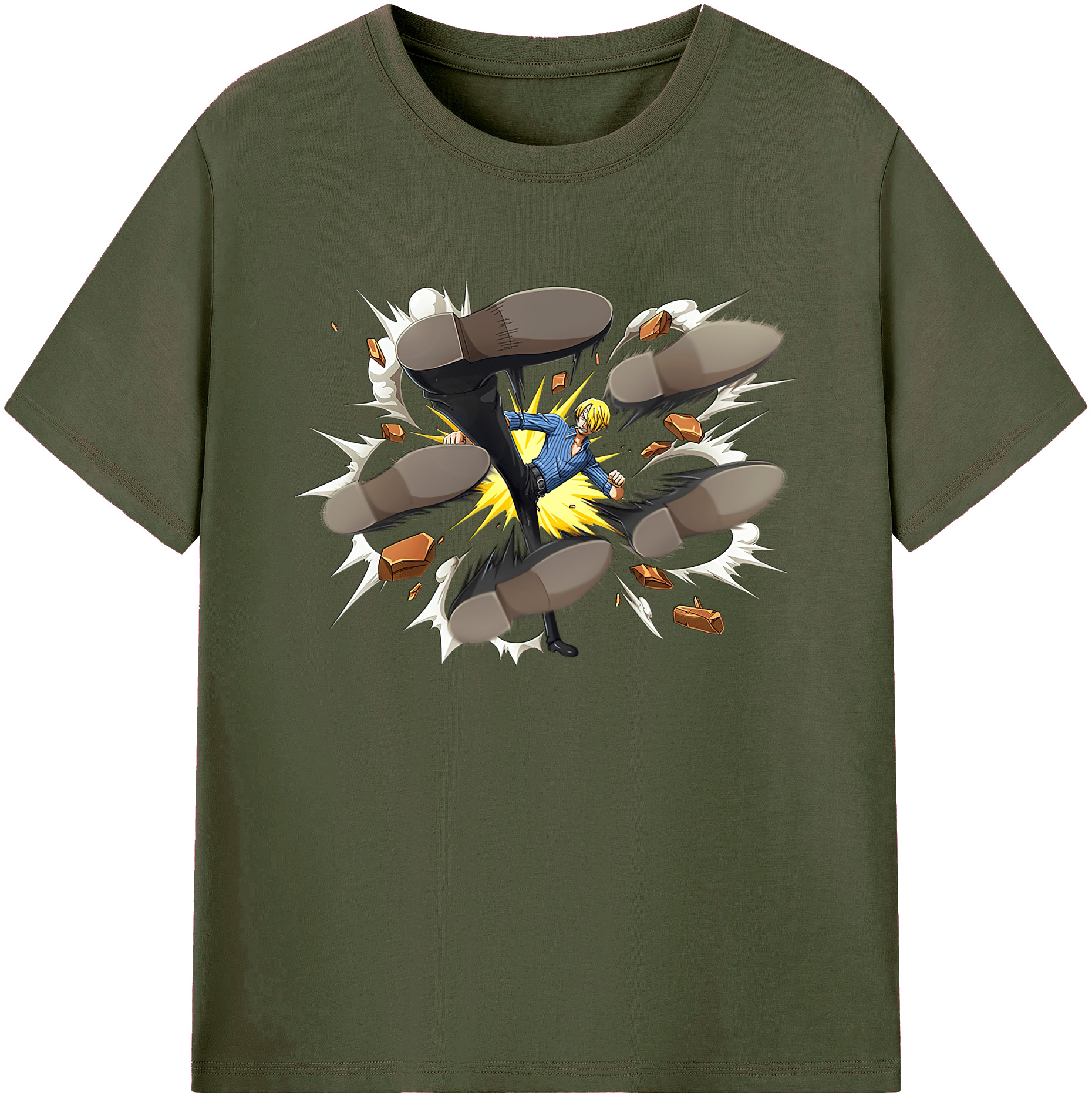 （画像用） ワンピース サンジ ONE PIECE Sanji 綿100％ メンズ半袖Tシャツ｜肌触りやわらか＆通気性